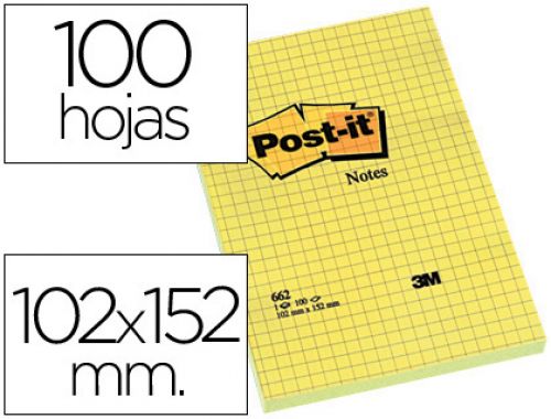 Bloco de notas adesivas post-it grandes quad 102x152mm , Post-it , 29397 , 3134375014267